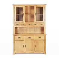 Tủ chén cao 3 cánh Rustic gỗ sồi