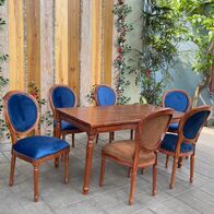 Bộ bàn ăn 4-6-8 ghế Louis gỗ xà cừ