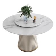 Bàn ăn tròn mặt đôi xoay Garda chân thép bọc da
