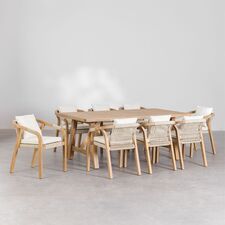 Bộ bàn 8-10 ghế Dubai gỗ dầu