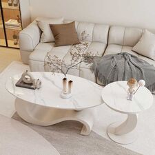 Bàn trà đôi Este mặt elip