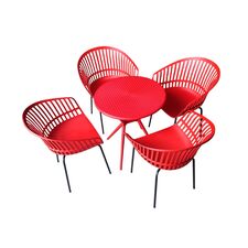 Bộ bàn 2-4 ghế chân thép Calipso nhựa PP đúc