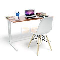 Bộ bàn Rec-U trắng màu cánh gián và ghế Eames chân gỗ trắng