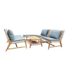 Bộ sofa ngoài trời Aveas gỗ keo đan dây 1