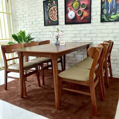 Bộ bàn ăn mặt gỗ 4-6-8 ghế Cacao