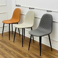 Ghế bọc vải giả da may chần Pul chân thép