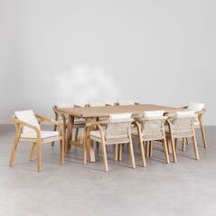 Bộ bàn 8-10 ghế Dubai gỗ dầu
