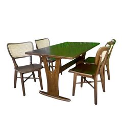Bộ bàn ăn 4-6 ghế Kazuno 02 mặt gỗ