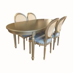 Bộ bàn ăn 4-6-8 ghế Louis sơn nhũ