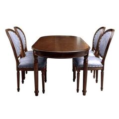 Bộ bàn ăn 4-6-8 ghế Louis mặt oval 03