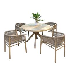 Bộ bàn tròn 4-6 ghế Nana gỗ dầu