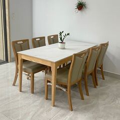 Bộ bàn ăn mặt đá 4-6 ghế Naw