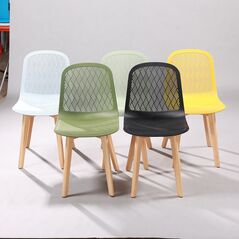 Ghế tựa Rombi lưng nhựa chân gỗ