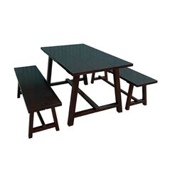 Bộ bàn ghế băng 1m4 Anker gỗ cao su