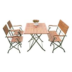 Bộ bàn ghế băng chân sắt xếp gọn 4-6 chỗ Reford