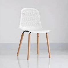 Ghế tựa Rombi lưng nhựa chân gỗ tròn