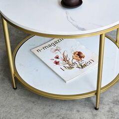 Bàn trà 2 tầng Foca mặt tròn