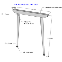 Bàn làm việc Rec-N chân côn