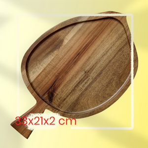 Khay thớt gỗ hình chiếc lá khoét âm D01056