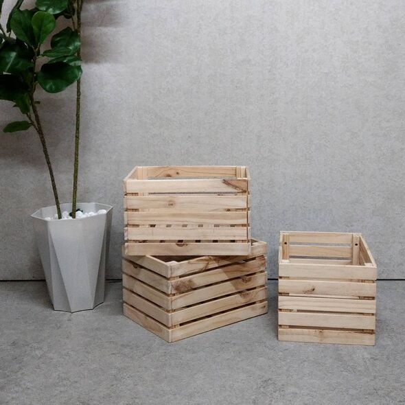Combo 3 hộp gỗ vuông Forest để đồ