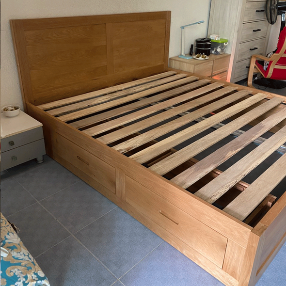 Giường ngăn kéo Cuba gỗ sồi