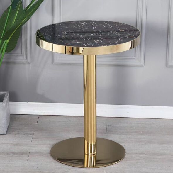 Bàn tròn mặt viền Lyndi chân inox