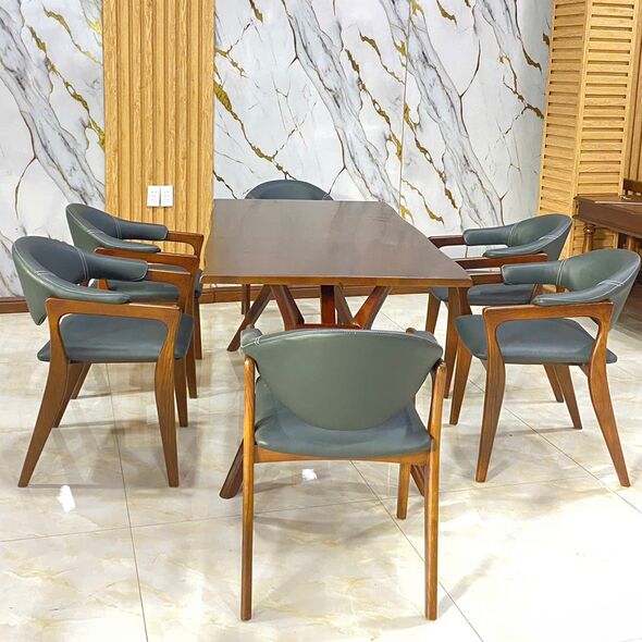 Bộ bàn ăn 4-6 ghế Monzo gỗ Ash