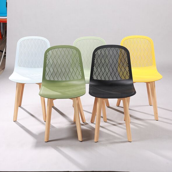 Ghế tựa Rombi lưng nhựa chân gỗ