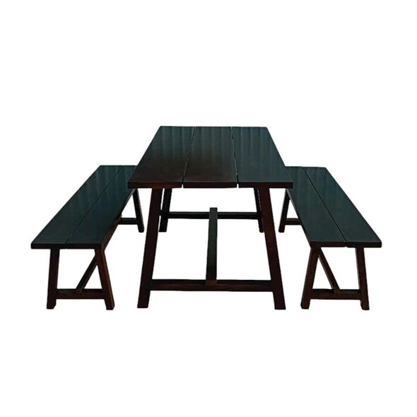 Bộ bàn ghế băng 1m4 Anker gỗ cao su
