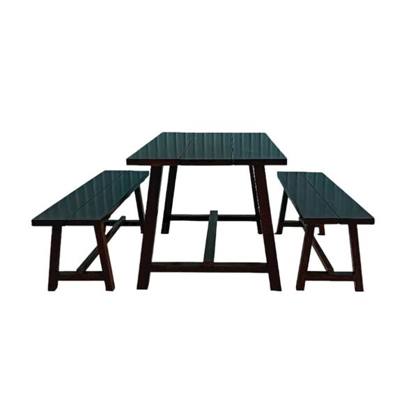 Bộ bàn ghế băng 1m4 Anker gỗ cao su
