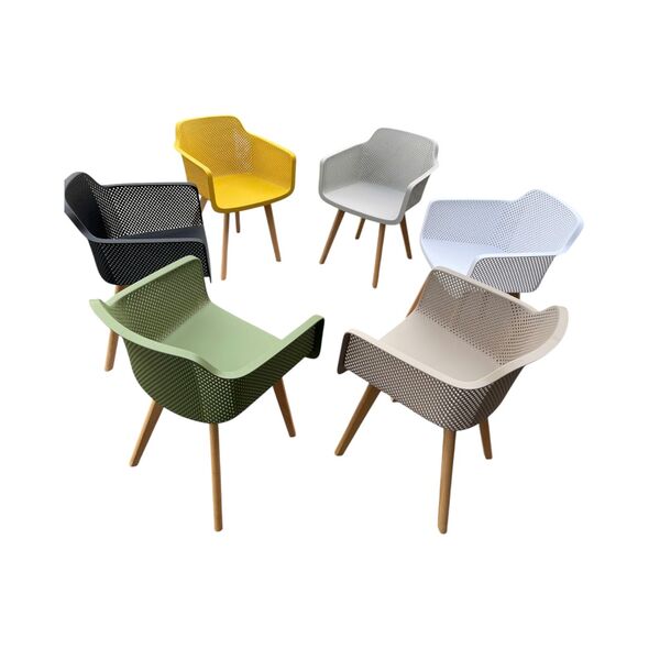 Ghế tựa Narnia lưng nhựa chân gỗ