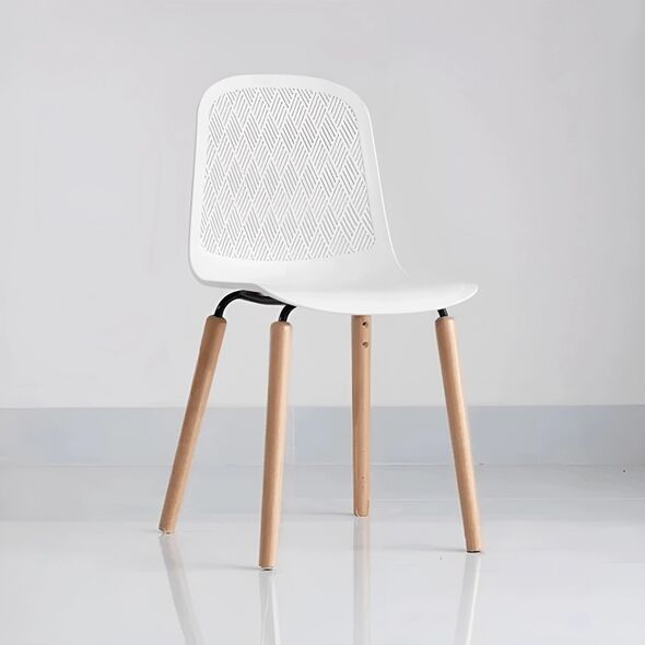 Ghế tựa Rombi lưng nhựa chân gỗ tròn