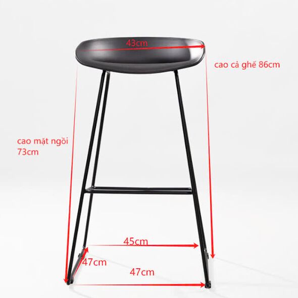 Ghế bar Ski lưng nhựa chân thép