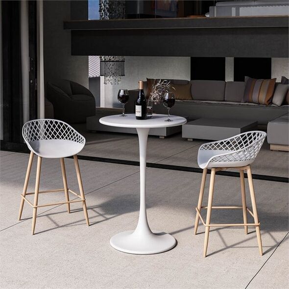Bàn bar chân thép Tulip mặt gỗ