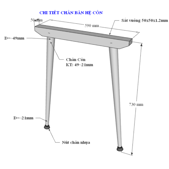Bàn làm việc Rec-N chân côn