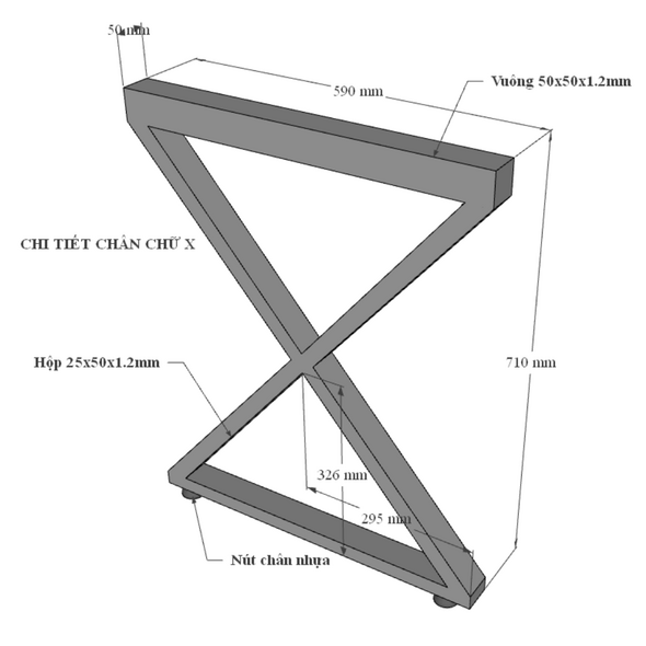 Bàn làm việc Rec-X chân thép hộp